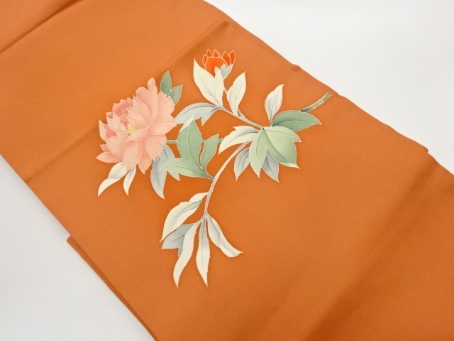 JAPANESE KIMONO / SHIOZE HAND-PAINTED FLOWER / LEAF PATTERN NAGOYA OBI